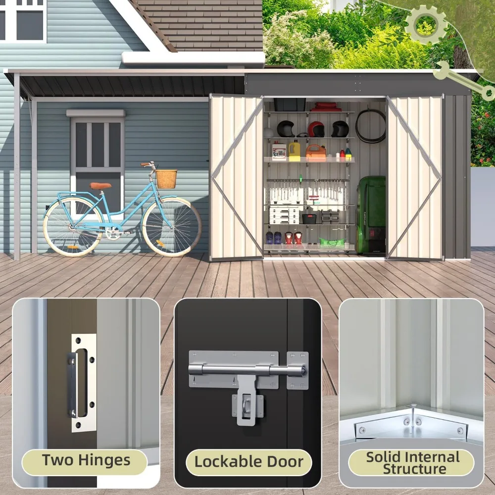 Zewnętrzna otwarta metalowa szopa do przechowywania, szopy 6 x 4 cale i schowek na zewnątrz o rozdzielczości 32 m2 Ft Covered, 4x8 FT Mała szopa narzędziowa 2 w 1
