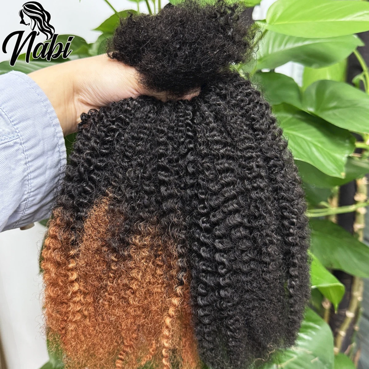 

Nabi Afro Kinky Curly Hair Bulk 4C без утка, 100% пучки человеческих волос, наращивание 30 г/лот для Locs Braids, вязание крючком