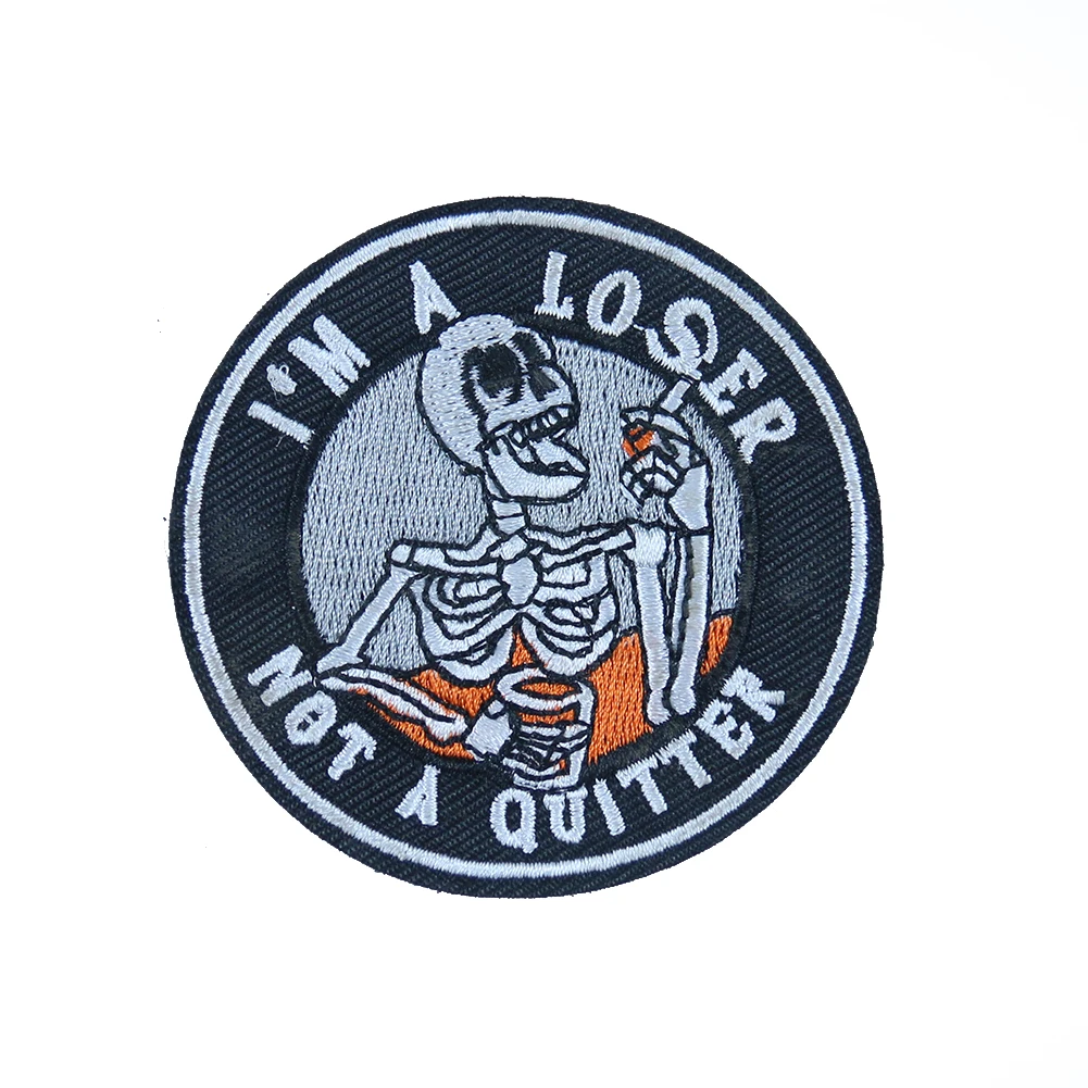 2PCS Black Smoking Skull Special Forces Patches Iron on Clothes Sewing Appliques DIY Embroidery Stickers Round Badges Crafts