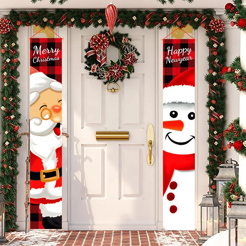 Christmas Porch Banner, Door Banner, Christmas Decorations Porch Sign, Hanging Welcome Banner Sign Decor