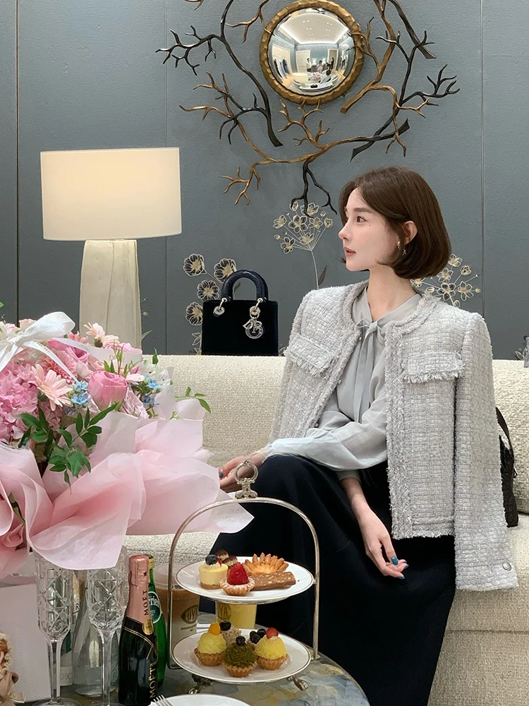 

Женское пальто из искусственного меха ручной работы, прямого кроя, из полиэфирного волокна, с длинными рукавами, разноцветное, твидовое, модель W7