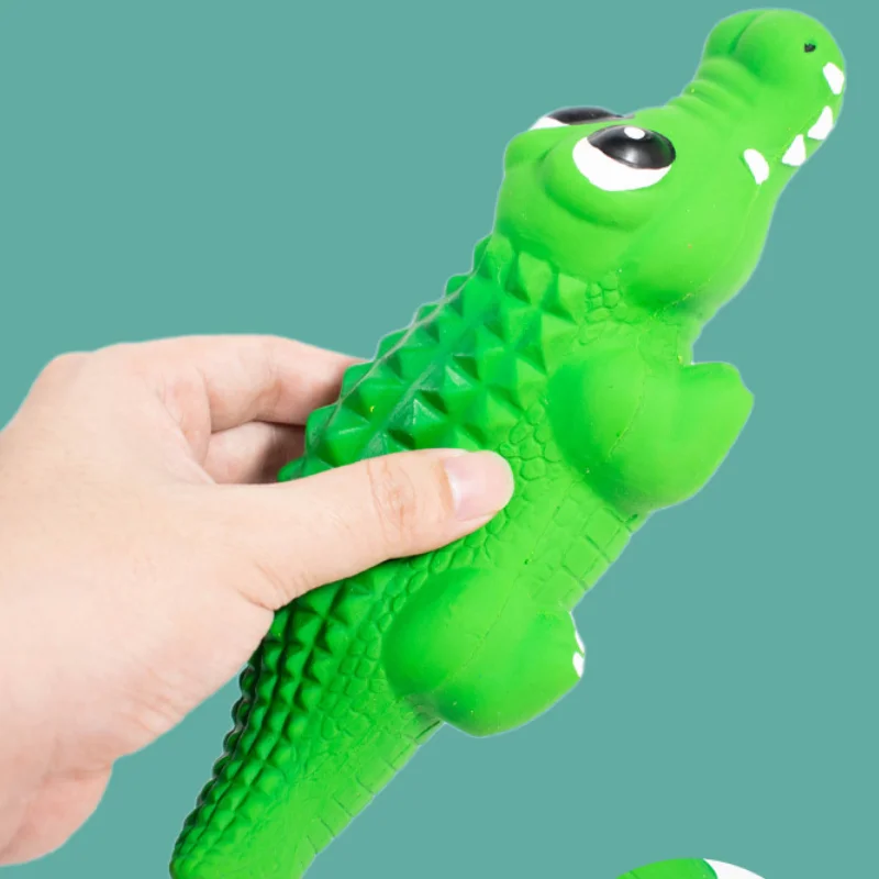 Soft Latex Interactive Dog Toy, Crocodile Shape Rubber Toy for Puppy, Chew Bite Resistant, Puppy Sound Toy for Dog