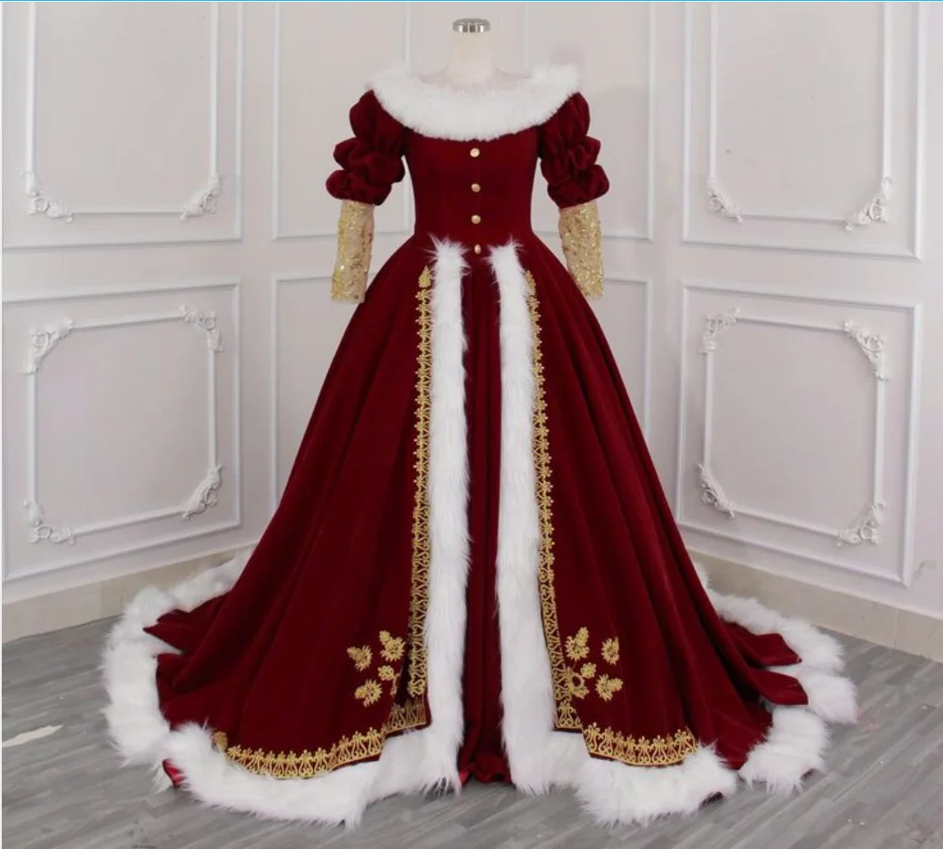 Mrs Santa Claus Cosplay Costume Ball Gown Adult Lady Santa Festival Outfit Custom Made