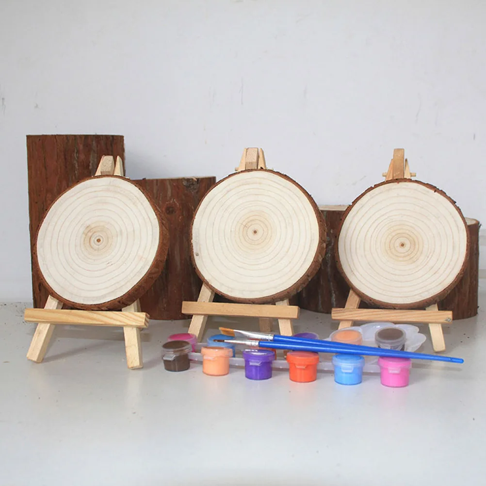 

10 Pcs Graffiti Wood Chips Round Slices DIY Decoration Tree Bark Chinese Fir Discs