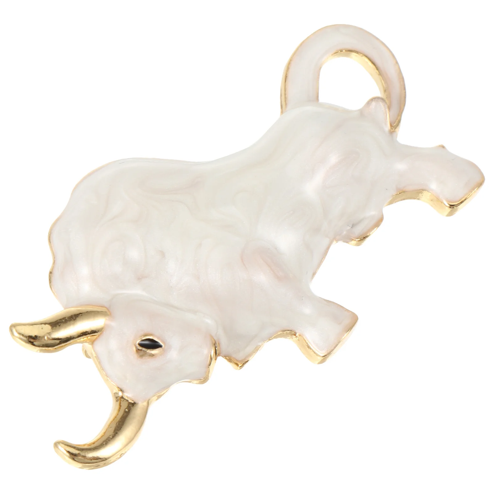 

1pc Vivid Cattle Shaped Alloy Brooch White Large Clothing Accessory Fashion Breastpin Clothes Decorative Ornament Role Props
