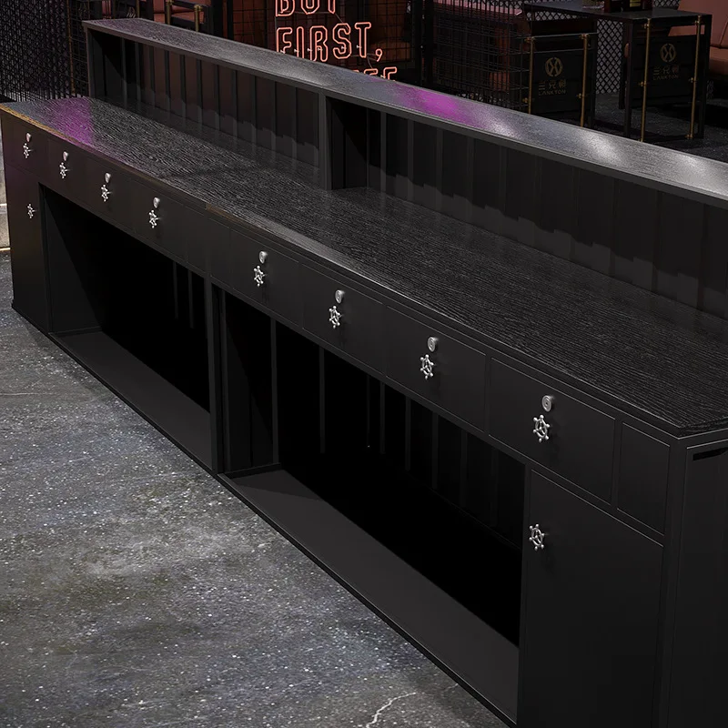 Barra de Estilo Industrial Creativo con Iluminación para Caja, Catering, Barbacoa, Salón de Billar, Cafetería, Restaurante