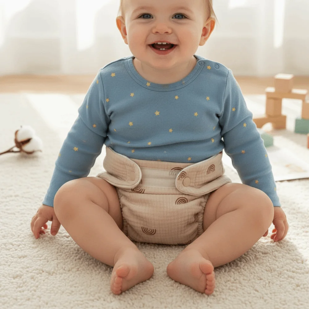 Kawaii Eco-Friendly Baby Training Pants Pure Cotton Washable Infant Shorts Cartoon Design Waterproof Cloth Baby Diaper Newborn