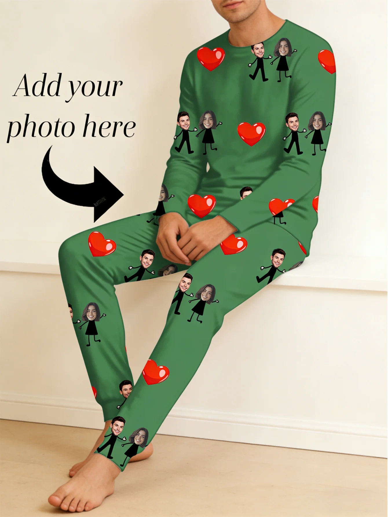 

Customized pajama set, personalized facial design, couple gift