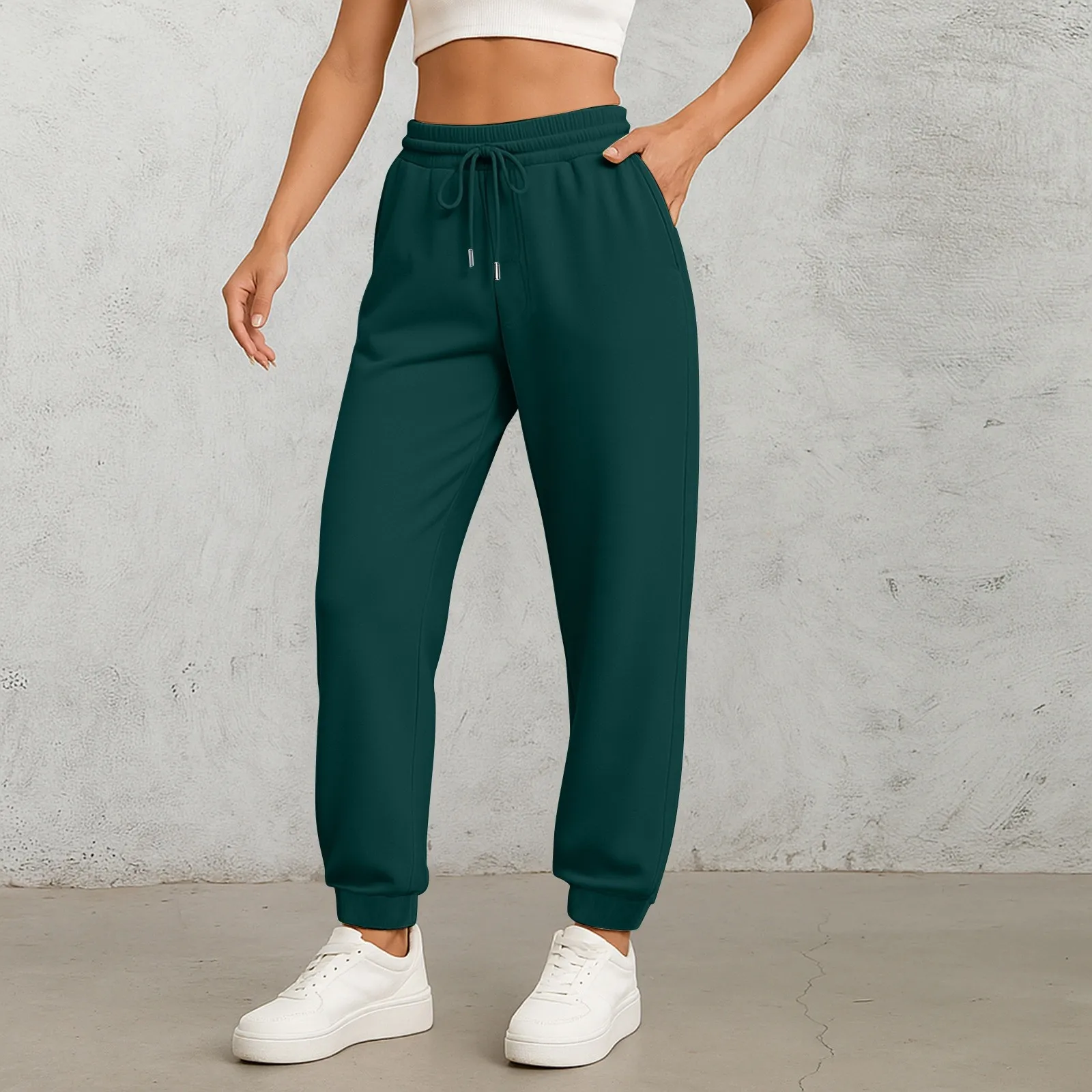 Damen-Sport-Fleece-Jogginghose mit „California Rising Star“-Aufdruck, warme, gebürstete, lange Hose im Hip-Hop-Stil, Streetwear für Damen – Detail 15