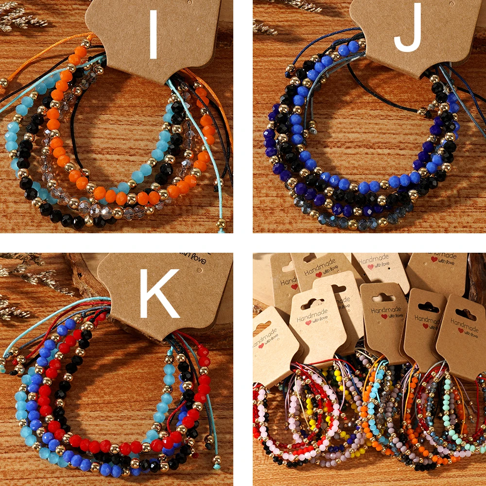 4pcs/Set New In Summer Fashion Bracelet Set Crystal Gold Plated Bead Women Handmade Luck Friendship String Jewellery Luck Gifts