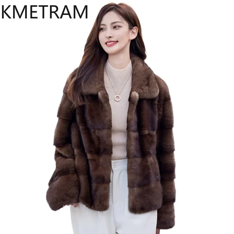 Real Whole Mink Fur Jacket Woman Luxury Short Fur Coat Ladies New in Outerwears Winter Fashion Women Clothing Fourrure 2025