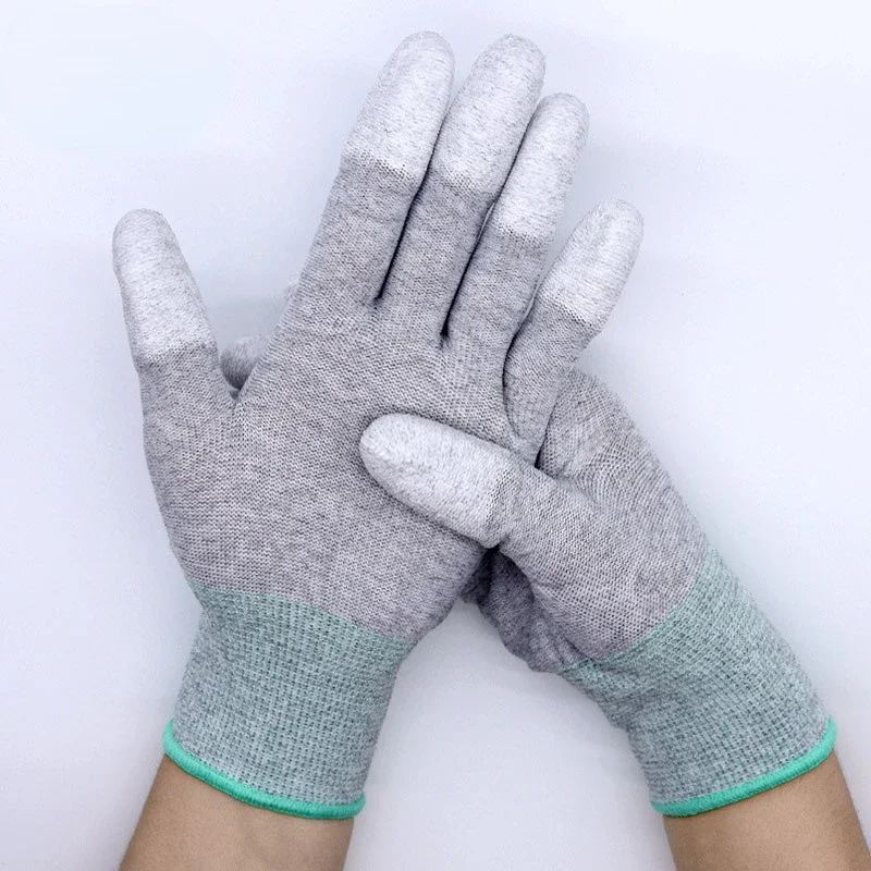 Anti-Static Gloves Non-slip ESD Electronic Working Gloves PU Insulation Coated Finger Protection for Phone Repair