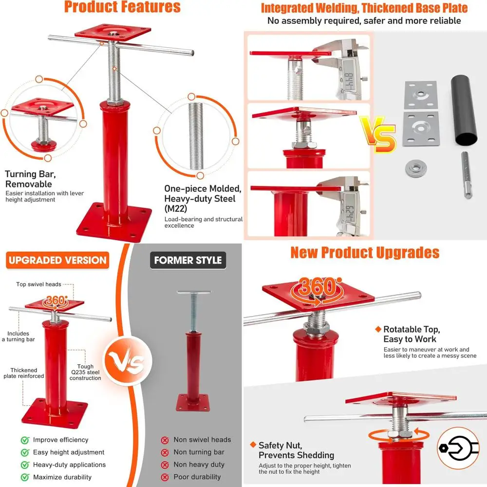 

Adjustable Crawlspace Jacks, 11-16 Height, 11023 lbs Capacity, for Leveling House Floors