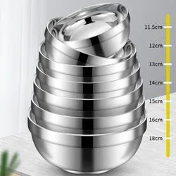 Stainless Steel Bowl Double Layer Thickening Bowl For Family Kitchens Outdoor Picnics Salad Bowl Deep Dish Tableware