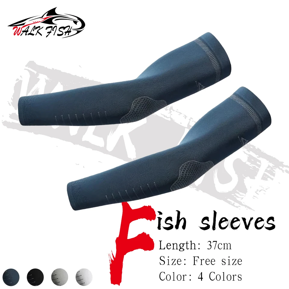 WALK FISH 1Pair Ice Silk Fishing Sleeves Unisex Sun Protection Fishing Sleeves Soft Breathable  Outdoor Sports Bike Running Arm
