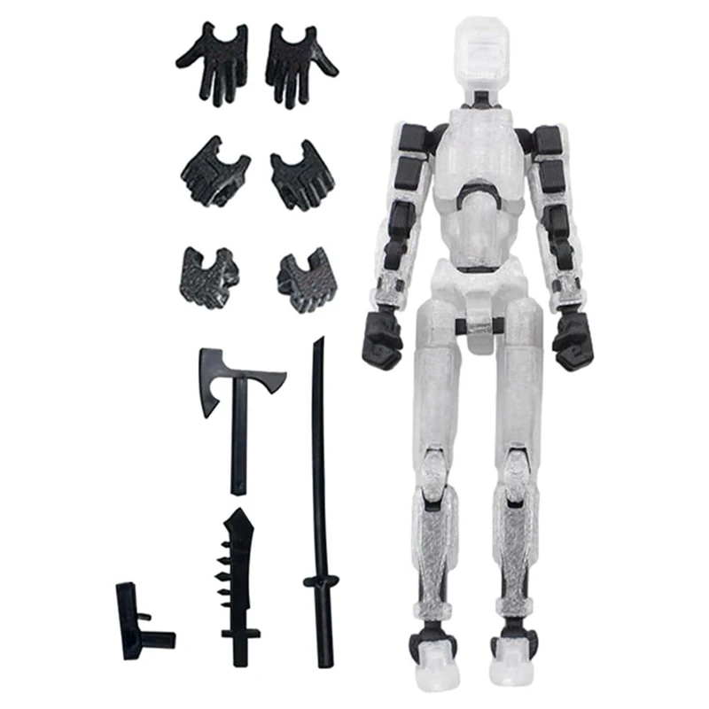 Robot Actiefiguur, 3d Gedrukt Met Volledige Articulatie Voor Stop Motion Animatie Wit