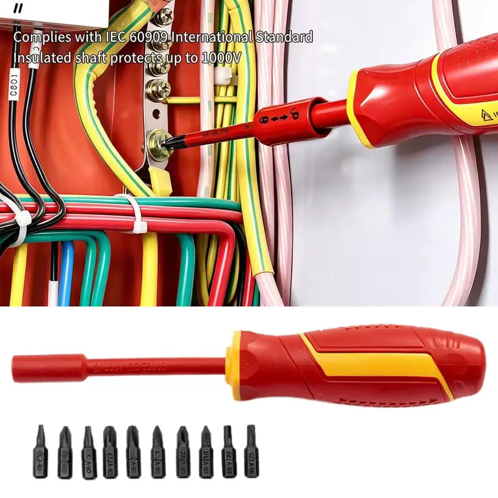10 in1 Insulation Screwdriver Set Plum Blossom Cross Straight Letter Household Maintenance Electrician High Voltage