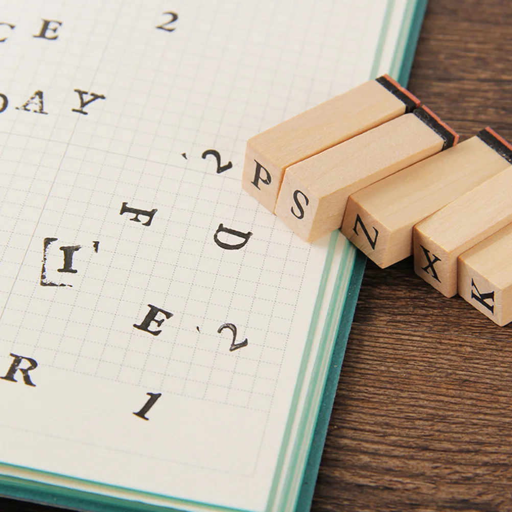 

45Pcs Wooden Letter and Number Stampers Creative Scrapbook Seal Set Inkpad for Kids Crafts DIY Rewards Teachers