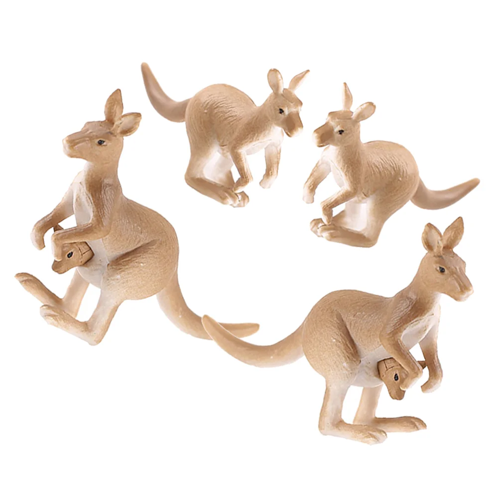 4 Pcs Kangaroo Microlandscape Miniature Figure Decoration Pvc Small Ornament Statue