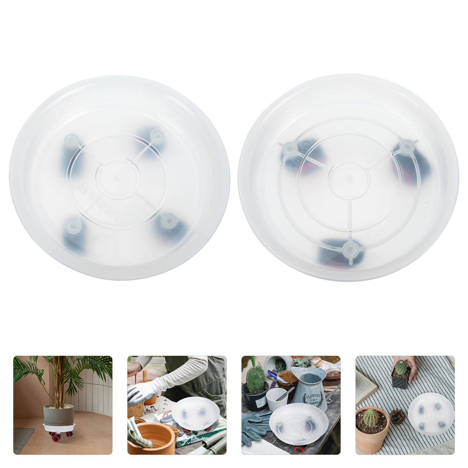 

2Pcs Movable Flowerpot Tray Highclass Plastic Material Balcony Yard Garden Decor Indoor Outdoor Use Flower Pot Saucers