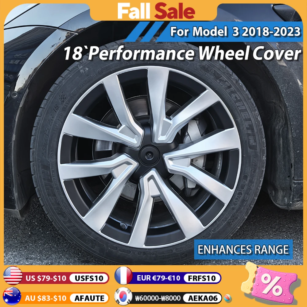 4PCS HubCaps for Tesla Model 3 Wheel Cover 18 Inch Replacement Automobile Hub cap Full Rim Wheel Cap Car Accessories 2019-2023