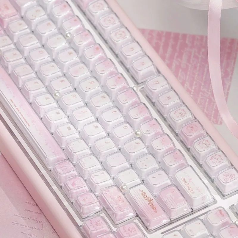 Tea Party Theme Keycaps Set Customization PBT Sublimation KDA Profile Keyboard Cap for Mechanical Keyboard Accessories DIY Gift