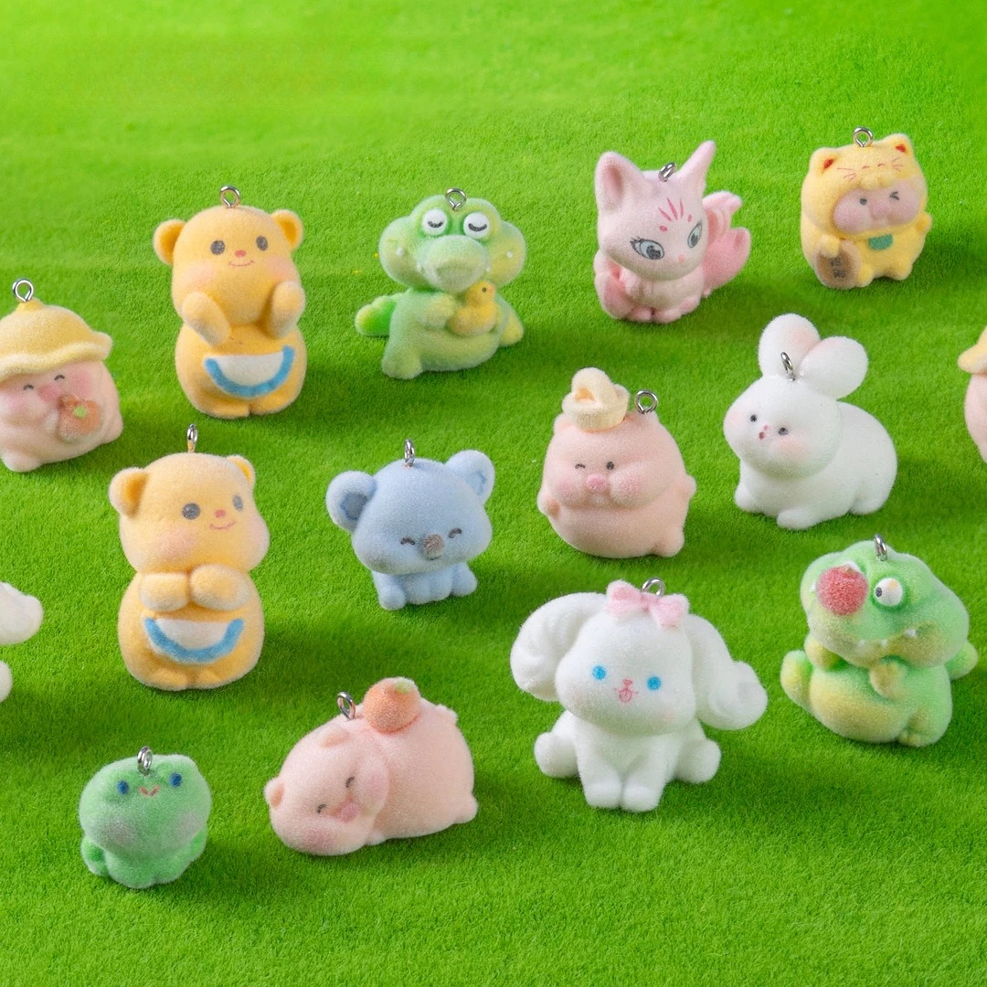 พวงกุญแจตุ๊กตาสัตว์น่ารัก ขนฟู ตกแต่ง DIY ของประดับรถยนต์ พวงกุญแจกระเป๋า ตุ๊กตาจิ๋วขนปุย