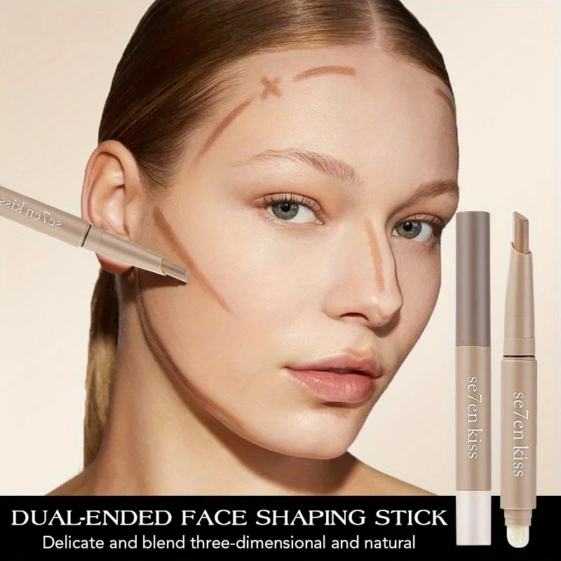 Three-dimensional beauty stick, high-gloss grooming, nose shadow, facial brightening,integrated double-head grooming contour pen