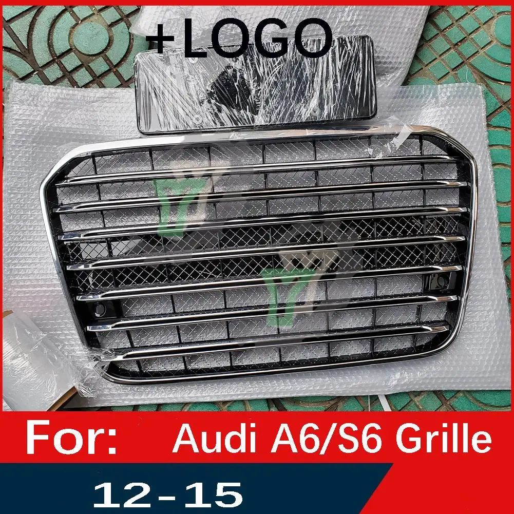 For Audi A6/A6L 2012 2013 2014 2015 Car Front Bumper Grille Centre Panel Styling Upper Grill (Modify For V6 style)