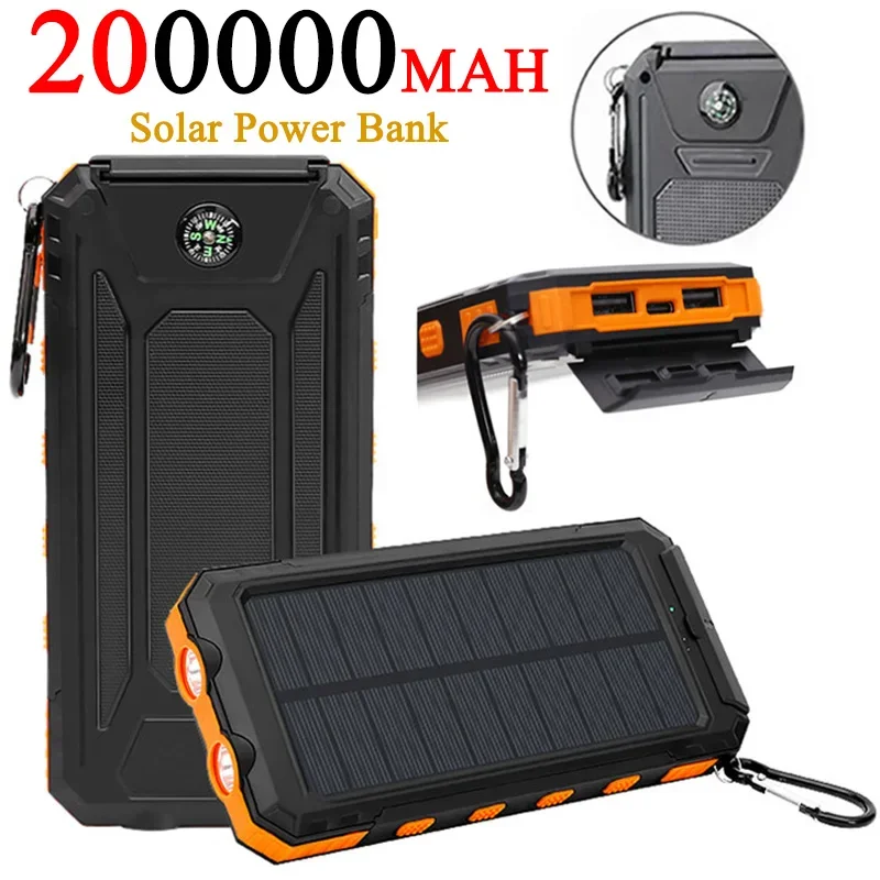 Imagem -02 - Banco de Energia Solar Portátil com Bússola Carregamento Rápido 200000mah ao ar Livre Pesca Selvagem Camping Grande Capacidade Poder de Backup