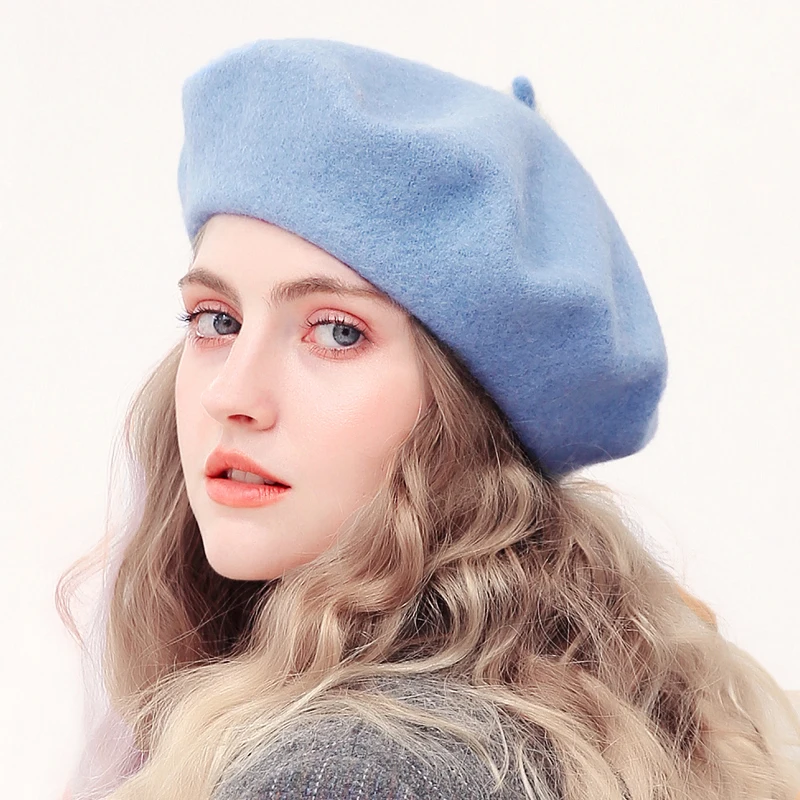 Hight Quality Wool Beret Hats Woman Winter French Hat Girls Solid Autumn Winter Beret Hat For Women Flat Cap Hat Felt Berets