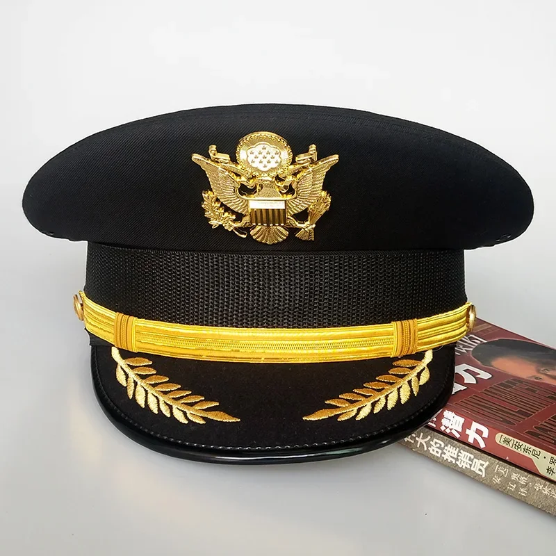 White Captain Sailor Cap Men Army Military Equipment Accessories Eagle Badge for Stage Wide Brim Hat Cosplay US Marine Caps