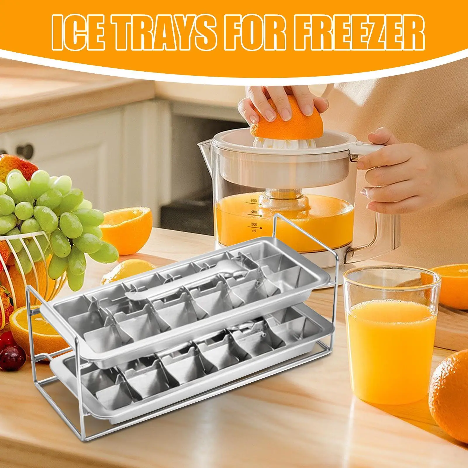 طبقة مزدوجة 304 الفولاذ المقاوم للصدأ علبة ثلج الإفراج السريع صانع الثلج الفولاذ المقاوم للصدأ علبة مكعبات الثلج صينية الفريزر للحانات المطابخ