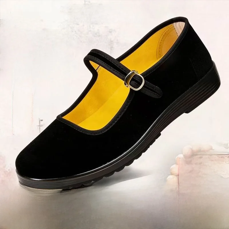 

Old Beijing Cloth Shoes Women's Flat Bottom Work Shoes Black Anti-slip Square Dance Shoes Soft Bottom Casual Traditional Shoes