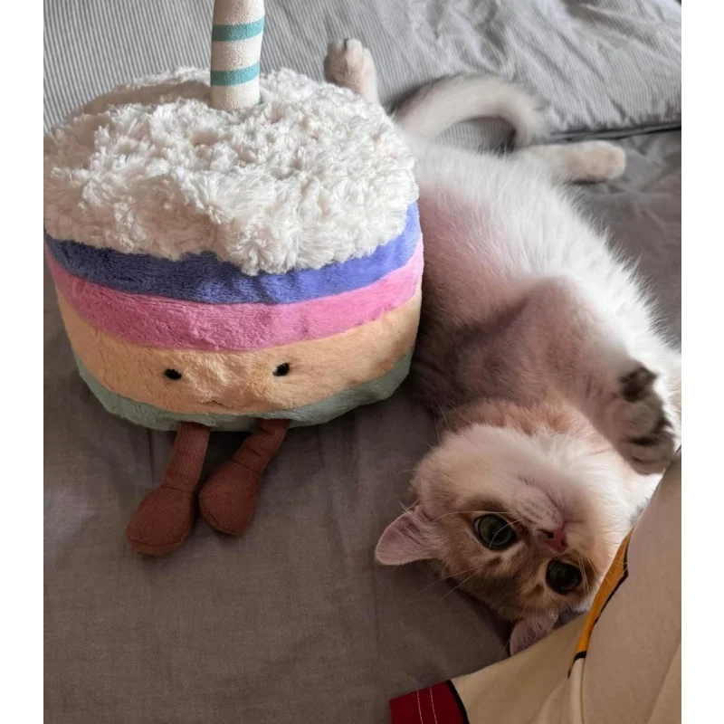 Muñeca de felpa de gato de gelatina para pastel de cumpleaños, marioneta de tela para pastel, linda tienda divertida, muñeca calmante, regalo de Festival de San Valentín