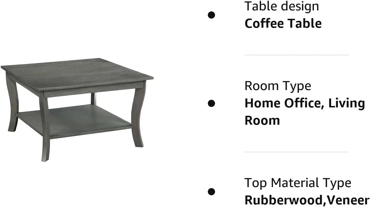 American Heritage Square Coffee Table, Wirebrush Dark Gray