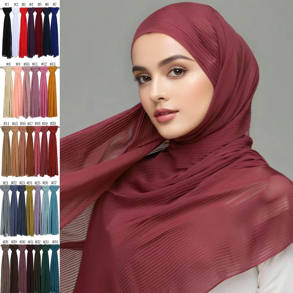 

Pearl Chiffon Scarf Muslim Hijab Wrap Women Crinkle Shawl Headscarf Islam Stole Scarves Bandanas Bufanda Foulard Turbante Mujer