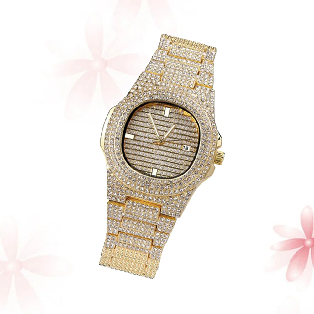 

Rhinestone Zircon Watch Watches for Men Mens Dress Luxury Band Luxurious Hip Hop