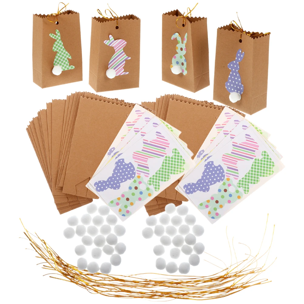 

48 Pcs Easter Gift Bags Bunny Favor Boxes C ies C y Pouches Paper Party Supplies Large Treat Bags Easter Egg Snacks Gifts