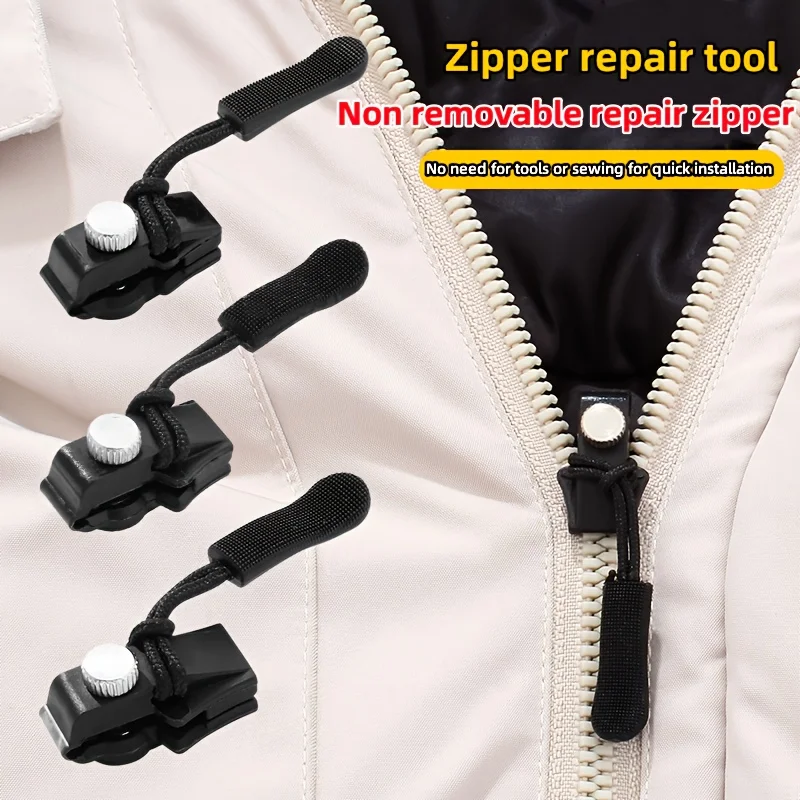 Mintiml 3/6pcs Universal Instant Zipper Repair Replacement Kit Durable Fix Zipper Sliding Teeth Rescue Screw Zipper Head RU