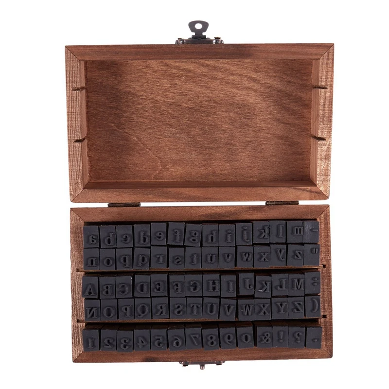 Rubber Stamp Alphabet Number Symbol Wooden Box Set Print Style Wood Letter 280PCS