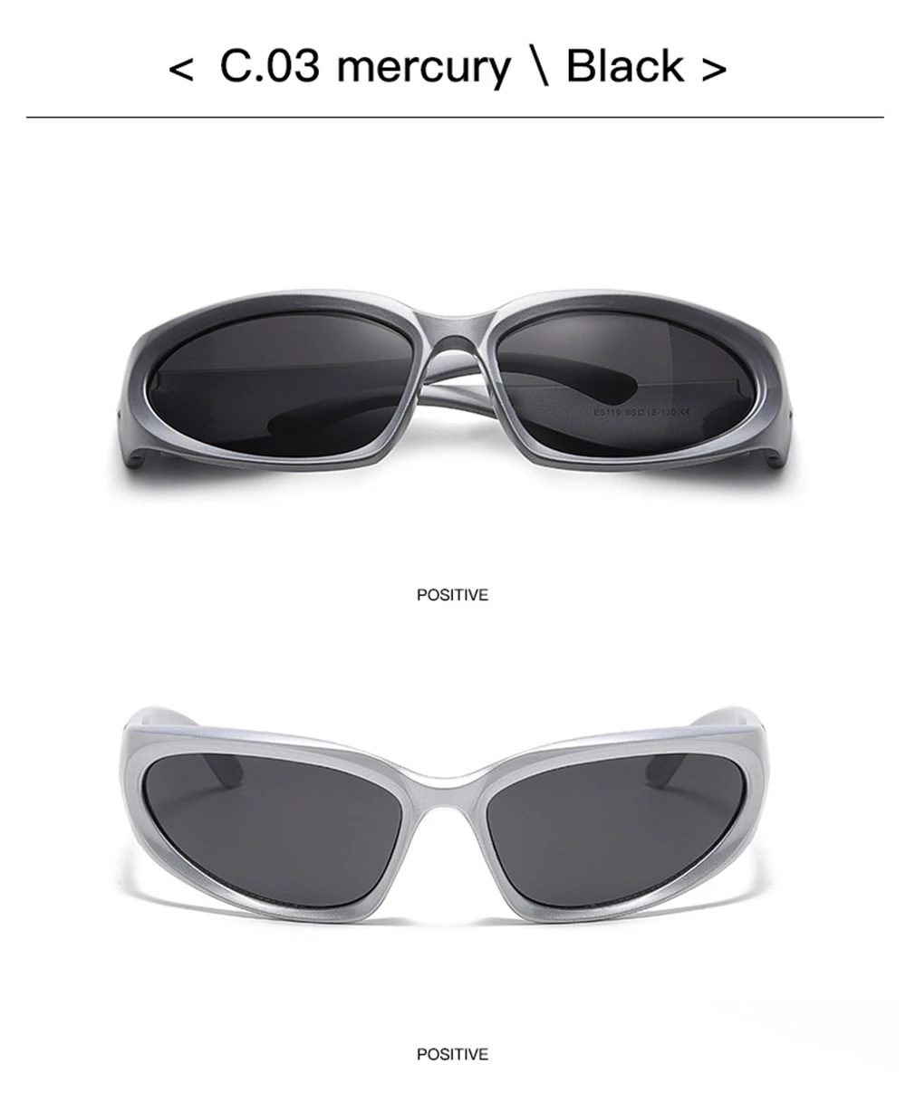 VIVIBEE Y2K Sonnenbrille für Damen, Steampunk-Spiegelgläser, Weiß, Sport-Schutzbrille, UV400, Punk-Sonnenbrille, Trendprodukt 2026 – Detail 17