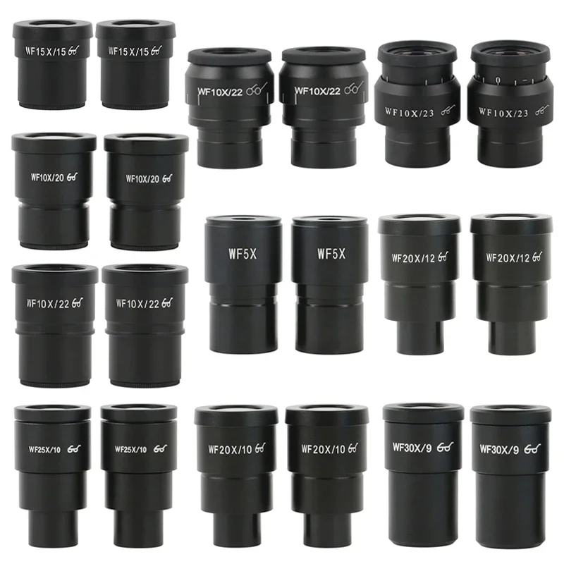 2 szt. Mikroskop pomocniczy okular WF5X WF10X WF15X WF20X WF25X WF30X dzikie pole dla stereoskopowej lornetki trójokularowej interfejs 30MM