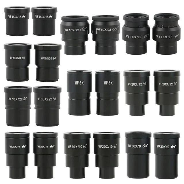2 szt. Mikroskop pomocniczy okular WF5X WF10X WF15X WF20X WF25X WF30X dzikie pole dla stereoskopowej lornetki trójokularowej interfejs 30MM