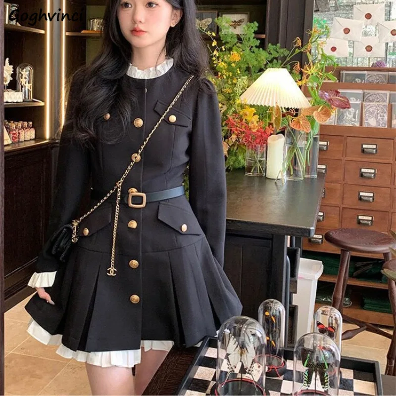 

Long Sleeve Dresses Women Autumn Winter Korean Fashion Designed Preppy Plaid Temper Vestidos Simple Gentle Japanese Harajuku