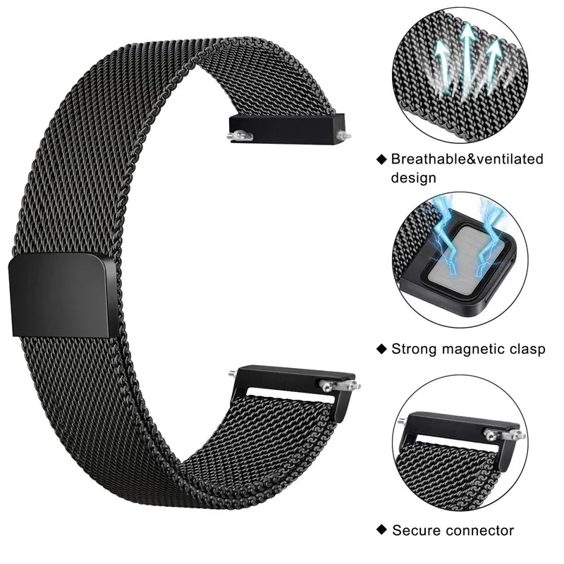 Magnetische Gesp Milanese Roestvrijstalen Band Voor Samsung Watch4 Huawei Gtr2 16Mm 18Mm 20Mm 22Mm Casual Mode Horloge Accessori