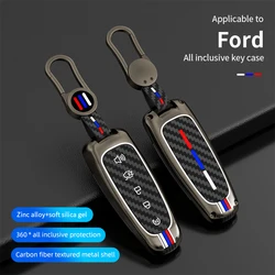 Zinc Alloy Car Key Case para Ford, Key Cover para Ford, Escape, Foco, C Max, Kuga, Edge, Explorer, Taurus Keyring, Controle Remoto, 5 Button Protection