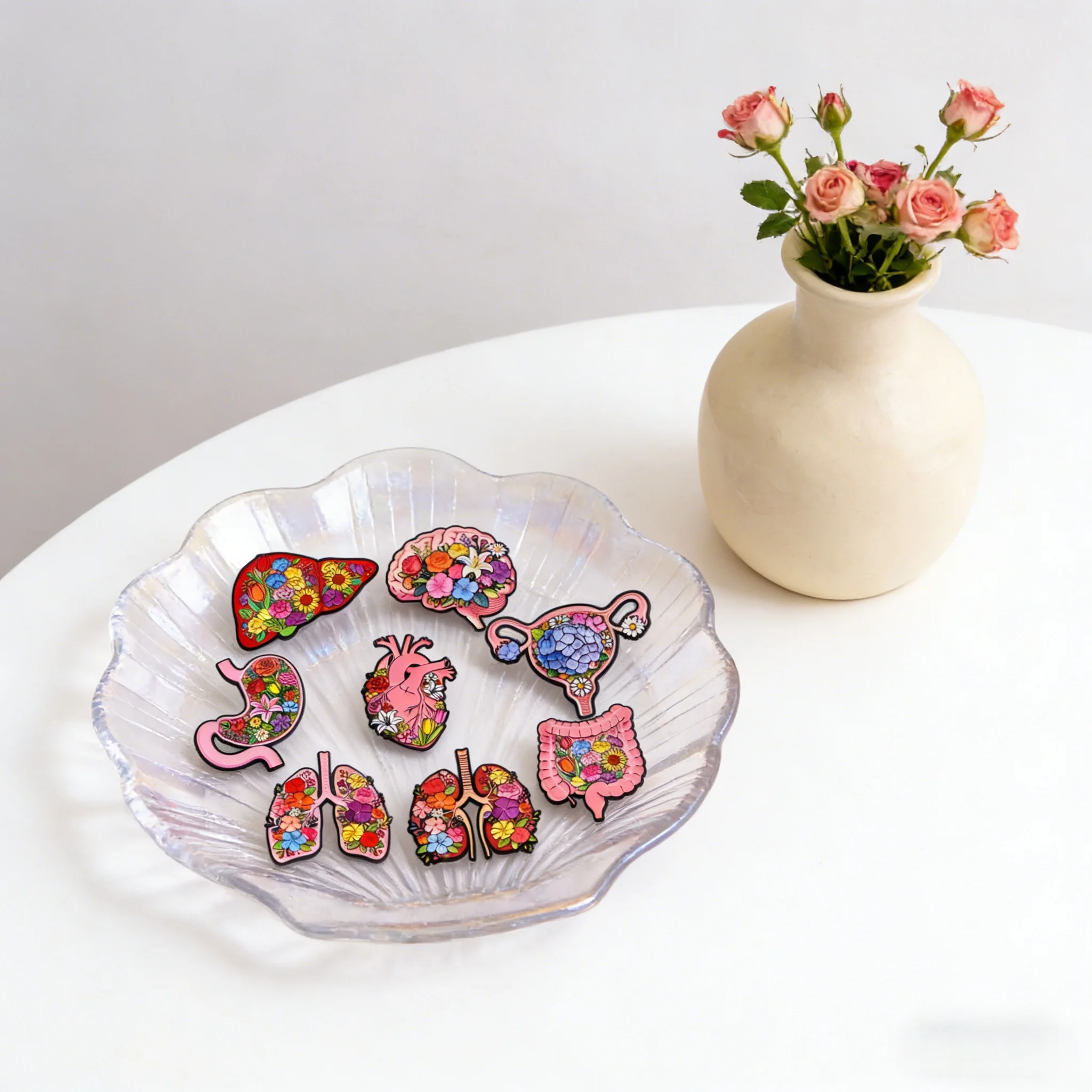 Human Organ Heart Brain Flower Enamel Pin Medicine Doctor Brooch Lapel Pin Badge on Backpack Clothing Accessories Jewelry Gifts