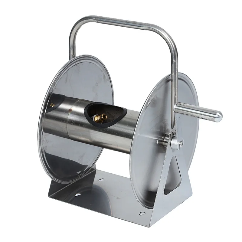Auto Rewind Stainless Steel Hose Reel Wall Mount Water Pipe Storage Rack Farm Car Wash Garden Watering Hose Winding Frame
