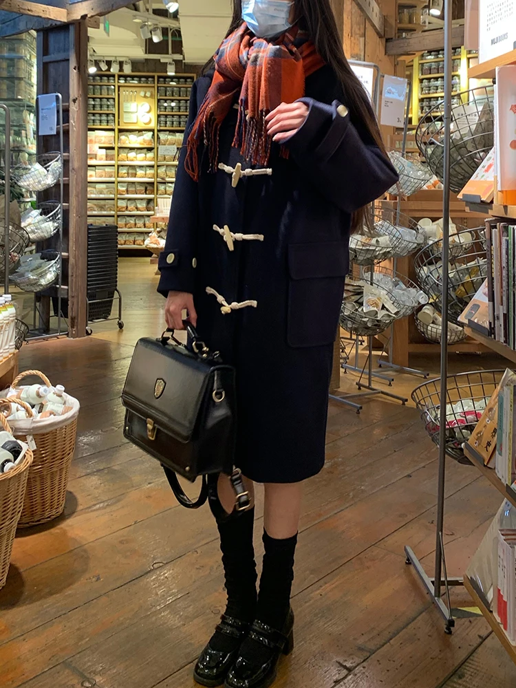 

Tokyo Annual Record JK Original Winter School Supply Jaet Cotton Lined Long Pink k Blue Collar Buttoned Coat Women's Fas...